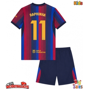 Barcelona Raphinha Belloli #11 Replica Home Stadium Kit for Kids 2026-27 Short Sleeve (+ pants)